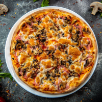 Prosciutto Funghi 620 g PIZZA STANDARD 32 cm (REȚETĂ NOUĂ) la Rexo LunchBox TEST din Târgu Mureş